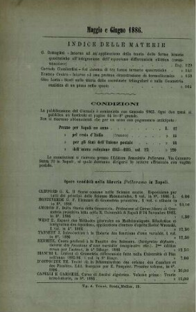 Indice della materie. Condizioni.