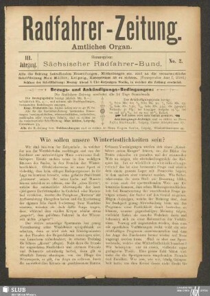 Radfahrer-Zeitung : illustrierte Fachzeitschrift für den Radfahrsport : amtliches Organ des Sächsischen Radfahrer-Bundes