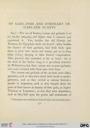 Of Garlands and Coronary or Garland Plants