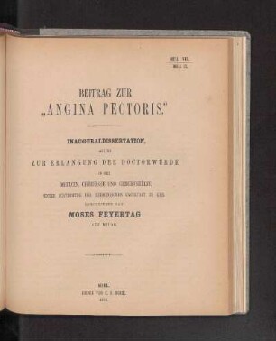 Beitrag Zur "Angina Pectoris."