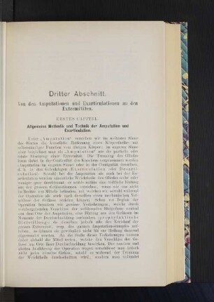Erstes Capitel. Allgemeine Methodik und Technik der Amputation und Axarticulation.