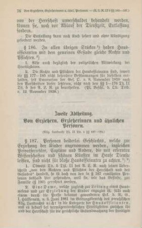 Zweite Abtheilung. Von Erziehern, Erzieherinnen und ähnlichen Personen.