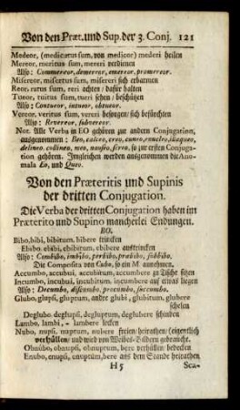 Von den Praeteritis und Supinis der dritten Conjugation