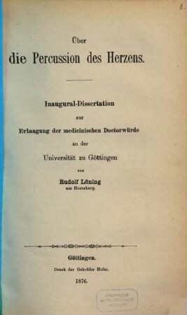 Ueber die Percussion des Herzens : Inaug.-Diss.