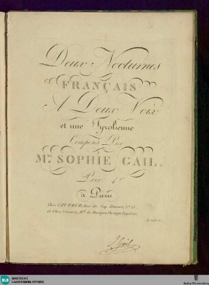 Deux nocturnes français a deux voix et une tyrolienne