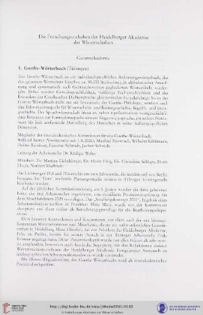 Die Forschungsvorhaben der Heidelberger Akademie der Wissenschaften