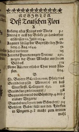 Register deß Teutschen Flori