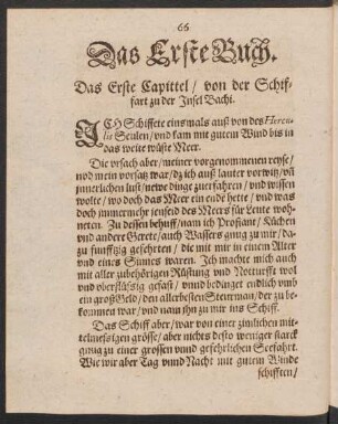 Das Erste Capittel/ von der Schiffart zu der Insel Bachi.