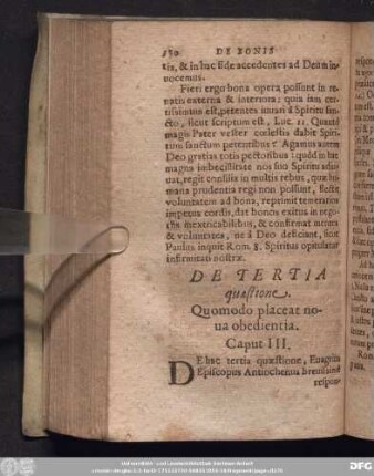 De Tertia quaestione. Quomodo placeat nova obedientia. Caput III.