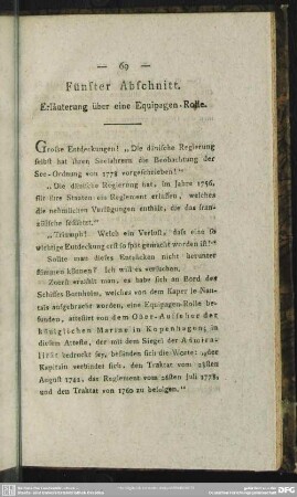 Fünfter Abschnitt. Erläuterung über eine Equipagen-Rolle