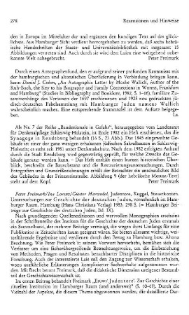 Freimark, Peter ; Lorenz, Ina ; Marwedel, Günter :: Judentore, Kuggel, Steuerkonten, Untersuchungen zur Geschichte der deutschen Juden, vornehmlich im Hamburger Raum, (Hamburger Beiträge zur Geschichte der deutschen Juden, 9) : Hamburg, Christians, 1983