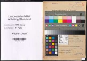Entnazifizierung Josef Koeser , geb. 25.10.1901 (Kaufmann)