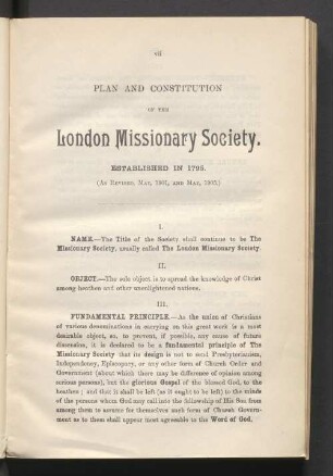 Plan and contitution of the London Missionay Society, established in 1795. (As revised, may, 1901, and may, 1905.)