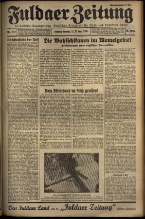 Erste Ausgabe vom Samstag, den 21. September 1935.