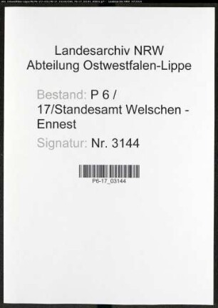Sterberegister Standesamt Welschen-Ennest