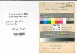 Entnazifizierung Albert Sasse , geb. 08.11.1920 (Polizist)