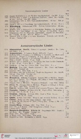 Aussereuropäische Länder (Nr. 2774-2874)