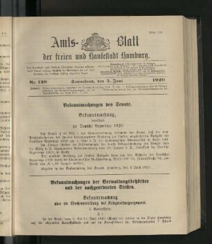 No. 120, 5. Juni 1920