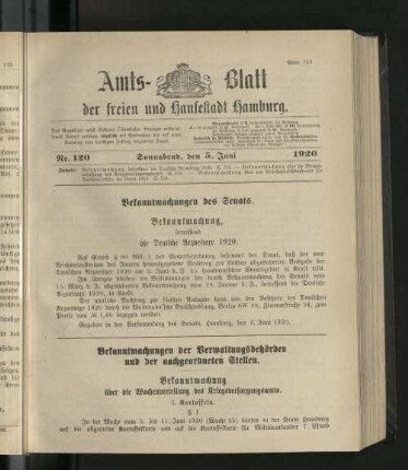 No. 120, 5. Juni 1920
