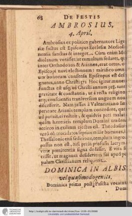 Dominica in Albis, vel quasimodogeniti.