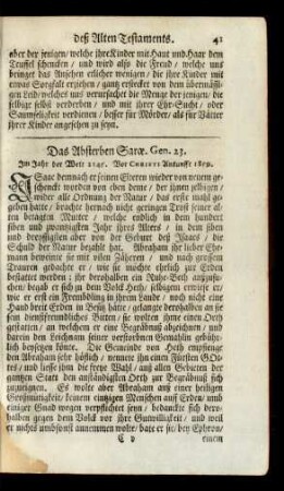 Das Absterben Sarae. Gen. 23.