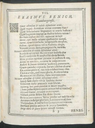 VII. Erasmus Benich, Numburgensis.