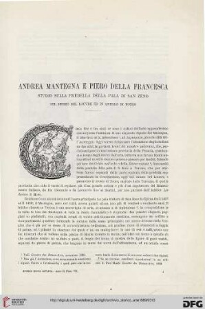 2: Andrea Mantegna e Piero della Francesca : studio sulla predella della pala di San Zeno nel Museo del Louvre ed in quello di Tours