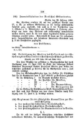 Immatrikulation der Realschul-Abiturienten : [II. Universitäten und Akademien]
