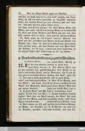 II. Von der Gnade Gottes gegen die Menschen.