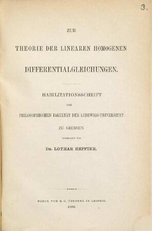 Zur Theorie der linearen homogenen Differentialgleichungen