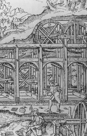 Wilsdruff-Grund. Pochwerk, aus: Schiffner, Karl: Alte Hütten und Hämmer in Sachsen