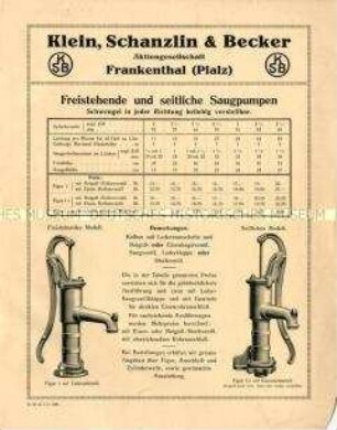 Freistehende und seitliche Saugpumpen