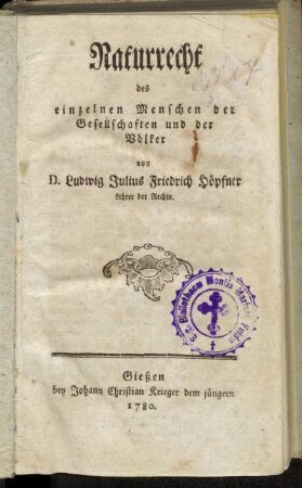 Naturrecht des einzelnen Menschen, der Gesellschaften und der Völker