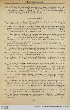 6. Kunstwissenschaft (Nr. 925 - 1182)