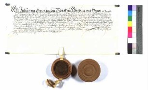 Bischof Julius an Wolfgang und Philipp von Hohenlohe verleiht Kälberbach; Siegel.