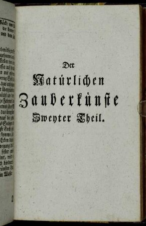 Der Natürlichen Zauberkünste Zweyter Theil.