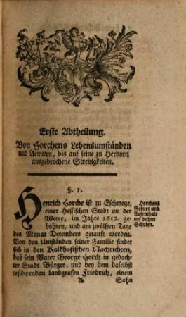 Lebensbeschreibung des berühmten D. Henrich Horchens, aus Hessen, ehemaligen öffentlichen Lehrers der Gottesgelahrtheit zu Herborn