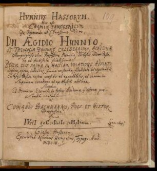 [Conrad Bachmanni:] Hunnius Hassorum ...