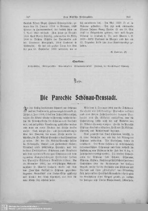 Die Parochie Schönau-Neustadt