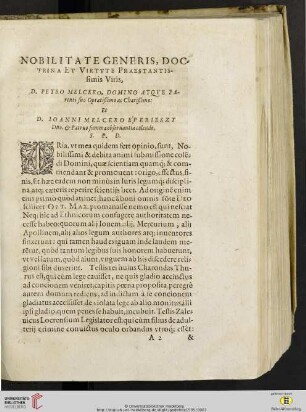 Nobilitate Generis, Doc-Trina Et Virtute Praestantis-fimis Viris