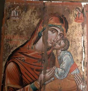 Kreta. Moní Arkádi, Museum. Große Tafel-Ikone der Panagía Glykofilússa, um 1600
