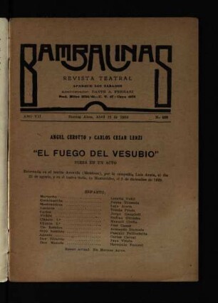 El fuego del Vesubio : pieza en un acto