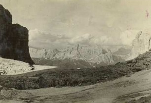 Italien. Dolomiten. Sella-Gruppe. Blick von der Pisciadù-Hütte nach Osten