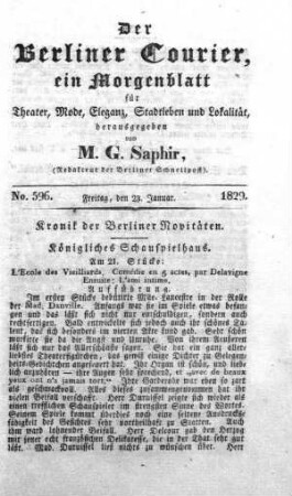 No. 596., Freitag, den 23. Januar 1829