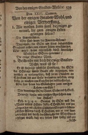 Das XXIV. [XXXIV.] Examen. Von der ewigen Gnaden-Wahl, und ewigen Verwerffung