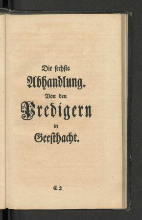 Die sechste Abhandlung. Von den Predigern in Geesthacht.