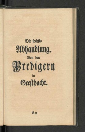Die sechste Abhandlung. Von den Predigern in Geesthacht.