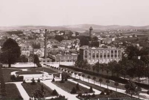 Auerbach, Stadtansicht : Auerbach. Stadtansicht von Norden mit Stadtkirche St. Laurentius und Bergfrit