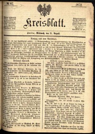 Ausgabe vom Mittwoch, den 21. August 1872.