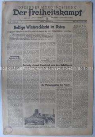 Tageszeitung der NSDAP für den Gau Sachsen "Der Freiheitskampf" überwiegend zum Krieg an der Ostfront